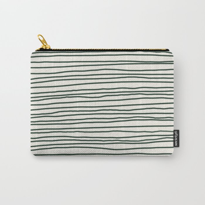 Earthy Green Lines Carry-All Pouch