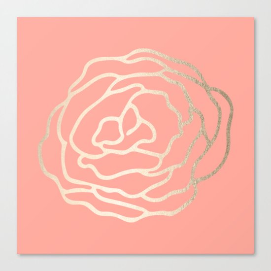 Flower in White Gold Sands on Salmon Pink Canvas Print