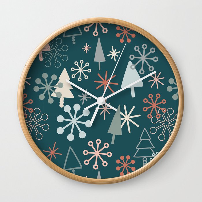 Boho Christmas Tree Pattern Wall Clock