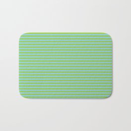 [ Thumbnail: Green & Light Sky Blue Colored Stripes Pattern Bath Mat ]