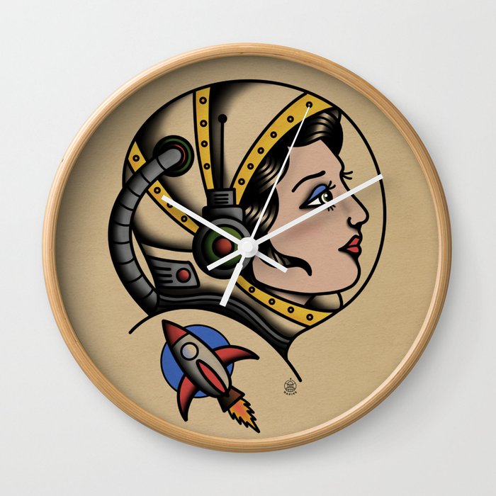 Space Girl Tattoo Wall Clock