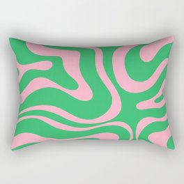 Pink and Spring Green Modern Liquid Swirl Abstract Pattern Rectangular Pillow