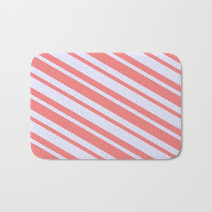 Lavender and Light Coral Colored Stripes/Lines Pattern Bath Mat
