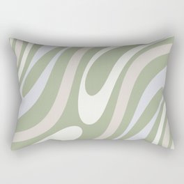 Wavy Loops Retro Abstract Pattern Sage Almond Grey Cream  Rectangular Pillow