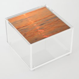 Abstract Orange Ocean Waves Sunset Acrylic Box