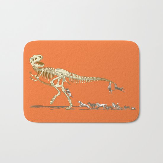 Run! T-rex! Run! Bath Mat