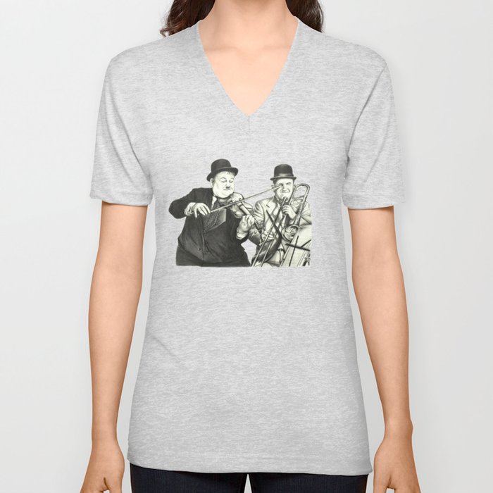 Laurel and Hardy V Neck T Shirt
