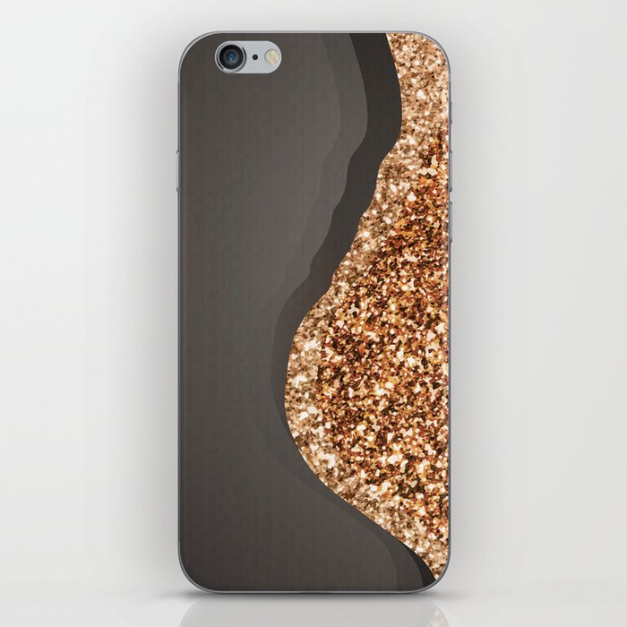 Black And Gold Glitter Sparkle Abstract Background,Shiny,shine,glam,luxury,Chic, iPhone Skin