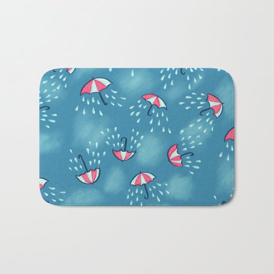 Raining Umbrella Pattern Bath Mat