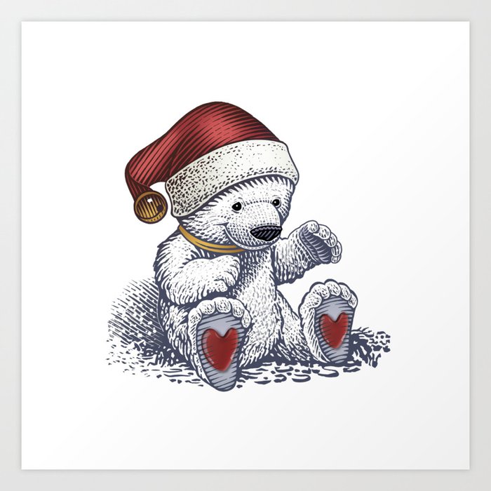 Polar Bear Loves Christmas Art Print
