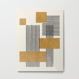 Stripes and Square Composition - Abstract Metal Print