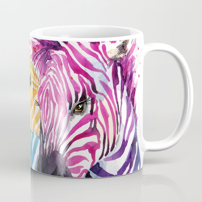 Rainbow Zebra. watercolor illustration. wild animals. african nature. fashion design. exotic wildlife.  Coffee Mug