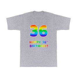 [ Thumbnail: HAPPY 36TH BIRTHDAY - Multicolored Rainbow Spectrum Gradient T Shirt T-Shirt ]