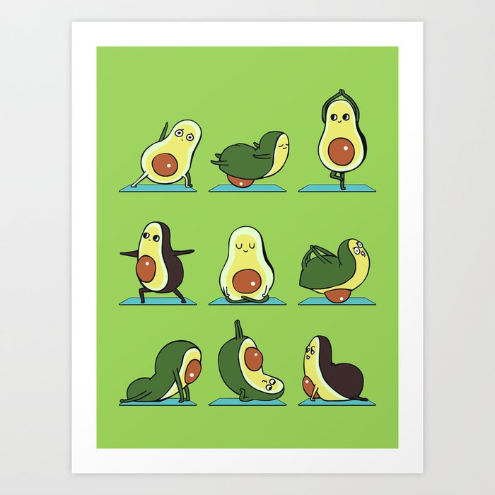 Avocado Yoga Art Print by Huebucket