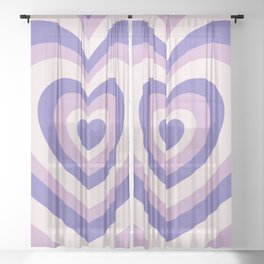 Retro Hearts - Pastel Purple Sheer Curtain