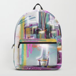 Neo York, New York Backpack | Purplejam, Modernart, Urban, Spraypaint, Graphicdesign, Graffitistyle, Digital, Cityscape, Purplejamuk, Colorful 
