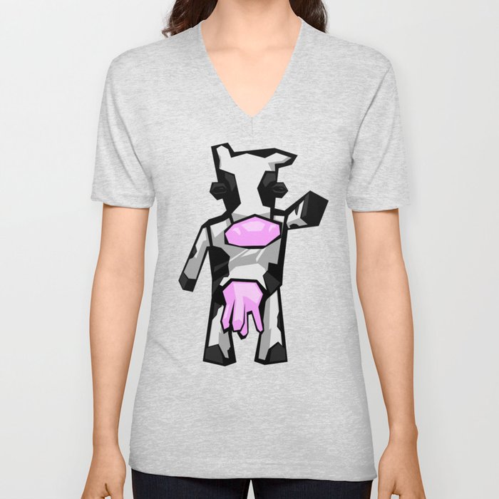 Waving Vector Cow V Neck T Shirt