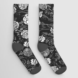 Black and White Watercolor Carnation Socks