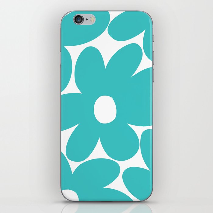 Retro Daisy Flowers in Soft Turquoise #1 #floral #pattern #decor #art #society6 iPhone Skin