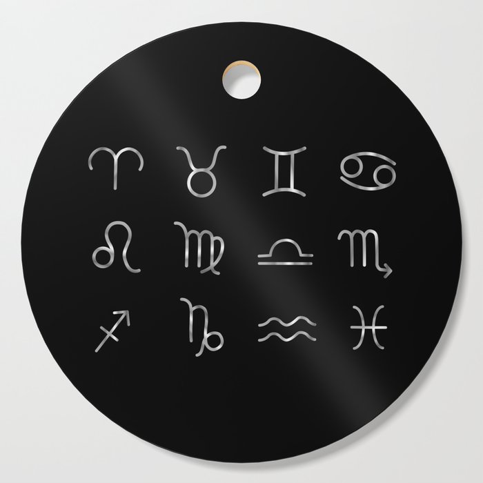 Zodiac constellations symbols in silver Cutting Board