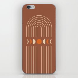 Geometric Lines and Shapes 2 in Terracotta Orange Beige (Rainbow and Moon Phases Abstract) iPhone Skin
