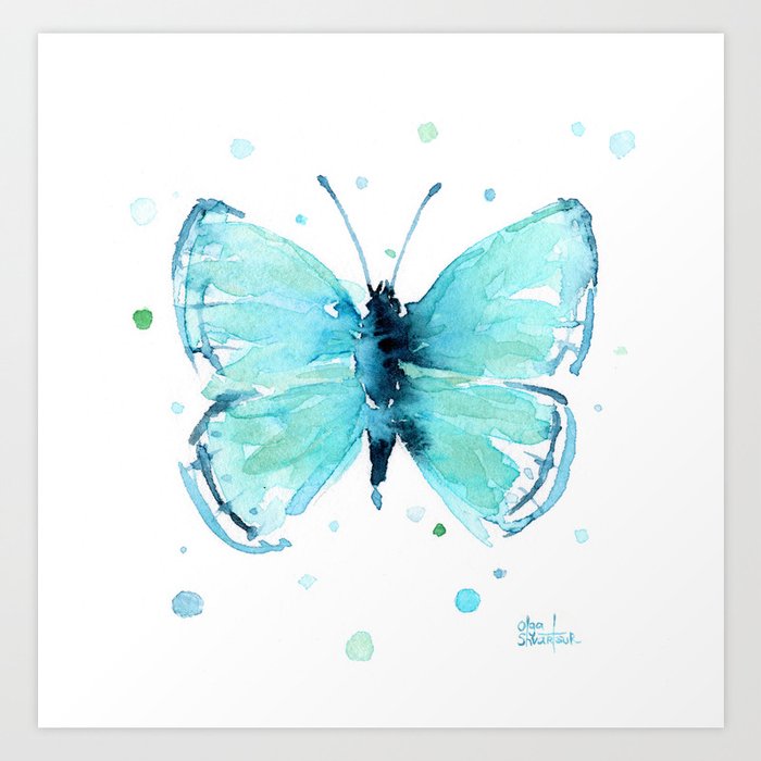 Blue Abstract Butterfly Art Print By Olechka Society6