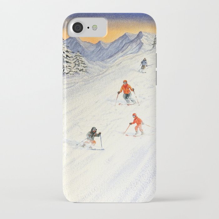 Skiing Family On The Slopes iPhone Case