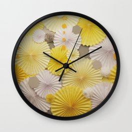 Yellow Umbrellas Abstract Repeat Pattern Wall Clock