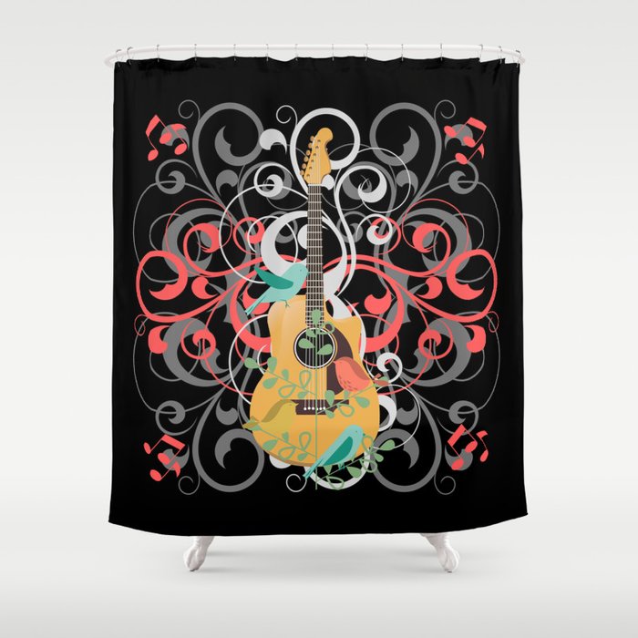 Classical Guitar Swirls Shower Curtain