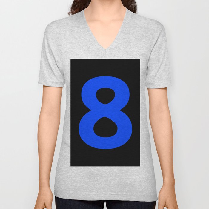 Number 8 (Blue & Black) V Neck T Shirt