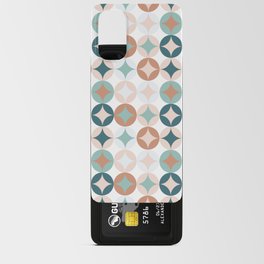 Retro Geometric Pattern Teal, Light Blue, Peach and Dark Salmon Android Card Case