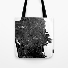 San Francisco Black And White Map Tote Bag
