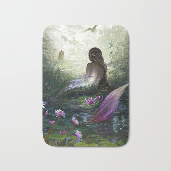 Little mermaid - Lonley siren watching kissing couple Bath Mat