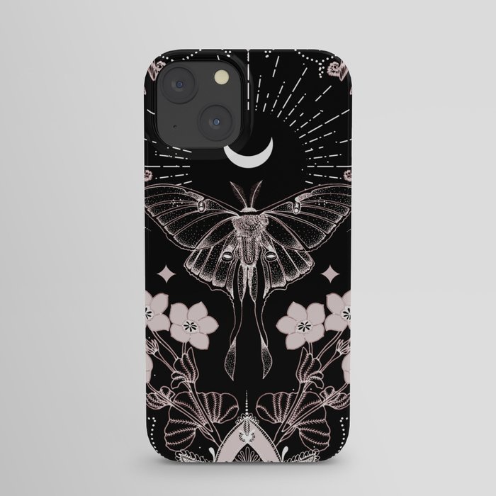 Bohemian Luna Moth On Black iPhone Case
