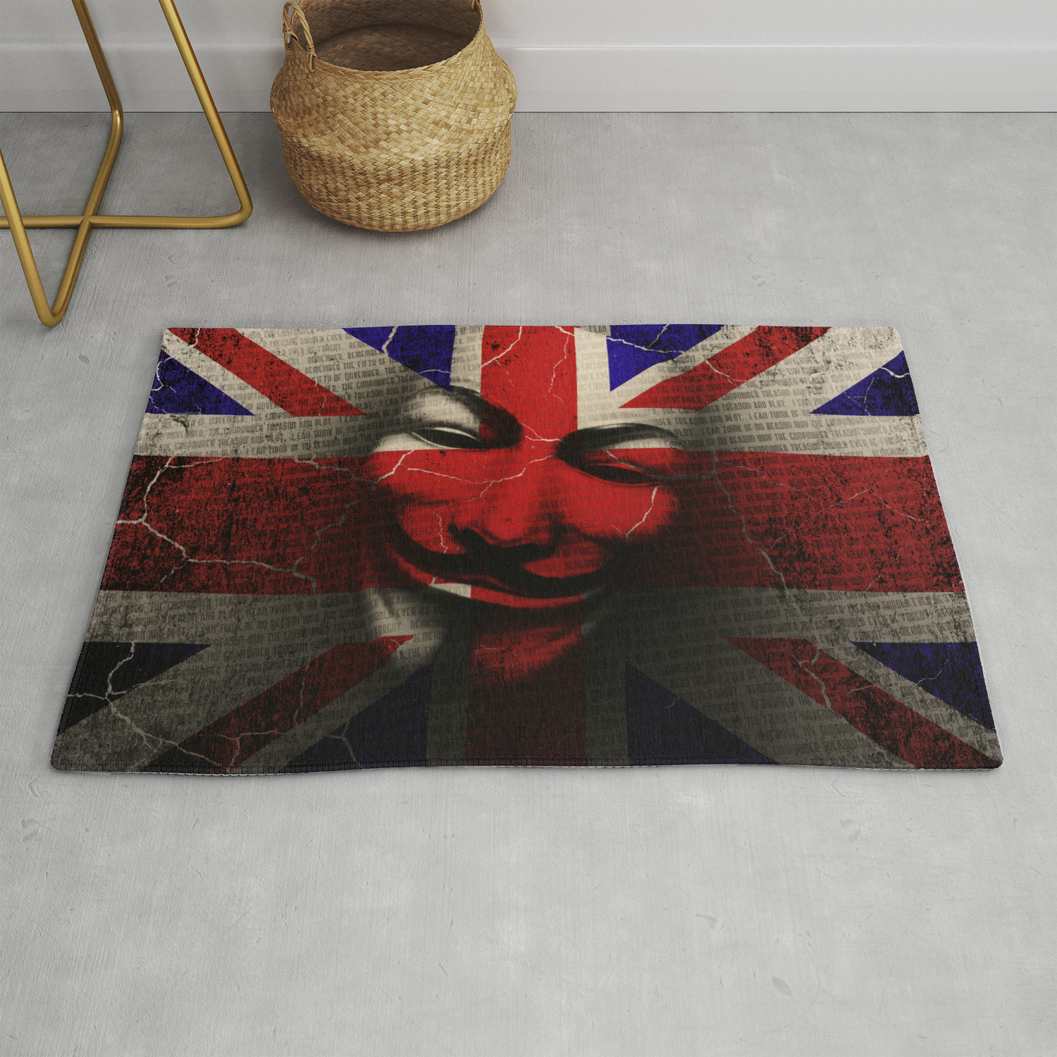 Guy Fawkes Day Union Jack Distressed Flag And Mask Rug By Jlfotograffiti Society6