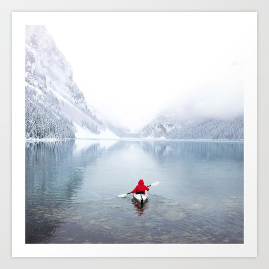 Kayaking Across A Canadian Lake Art Print