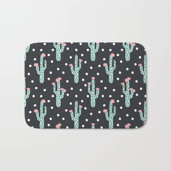 Cactus flowers southwest desert pattern minimal modern geometric children kids dorm college Bath Mat