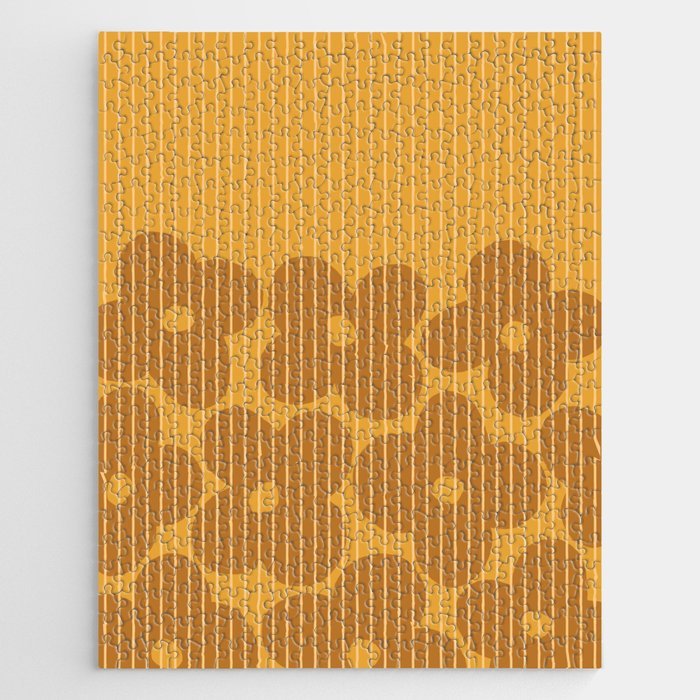Abstract Floral Patterns 3 in Retro Gold Shades Jigsaw Puzzle
