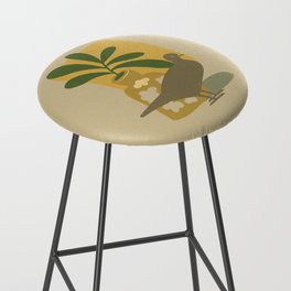Tan Beige Dove with Leaves and Flowers  Bar Stool