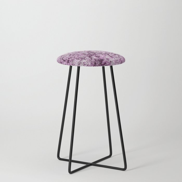 Purple Lavender White Sponge Painting Counter Stool