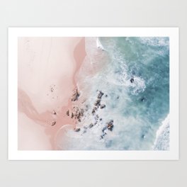 Aerial Beach Print - Pink Sand Beach - Ocean -  Sea Travel photography - Original Sea Bliss Art Print | Sea Photography, Pink Sandy Beach, Travel Photography, Ocean Print, Minimal Beach, Beach Vibes, Sea, Aerial Beach, Aerial Photography, Crashing Waves 