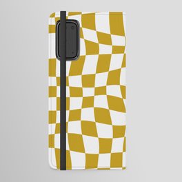 Warped Checkered Pattern (mustard yellow/white) Android Wallet Case
