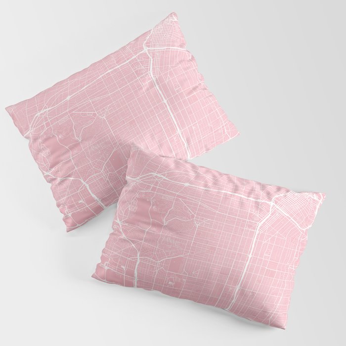 Los Angeles, CA, City Map - Pink Pillow Sham