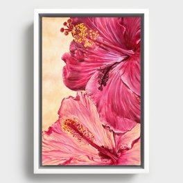 Bright Hibiscus Blooms Framed Canvas