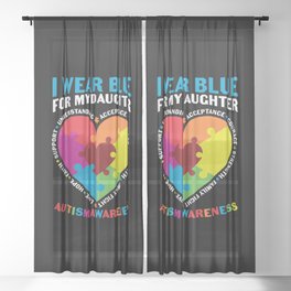I Wear Blue For My Daughter Autism Awareness Sheer Curtain
