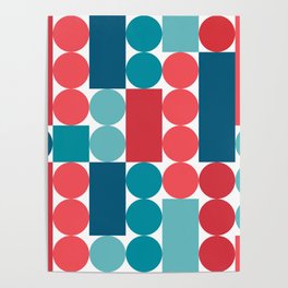 Circles and lines (pink and blue) (1/8) Poster
