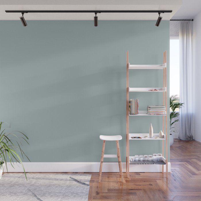 Blue Green Solid Color Pairs Ppg Glidden Willow Ppg1145 4 Accent Shade To Night Watch Wall Mural By Simply Solids Colors Single Shades Society6 - Blue Willow Paint Color Ppg