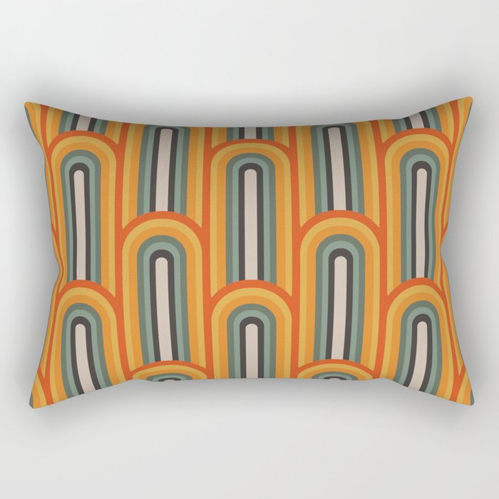 Retro Rainbows 70s Pattern Rectangular Pillow