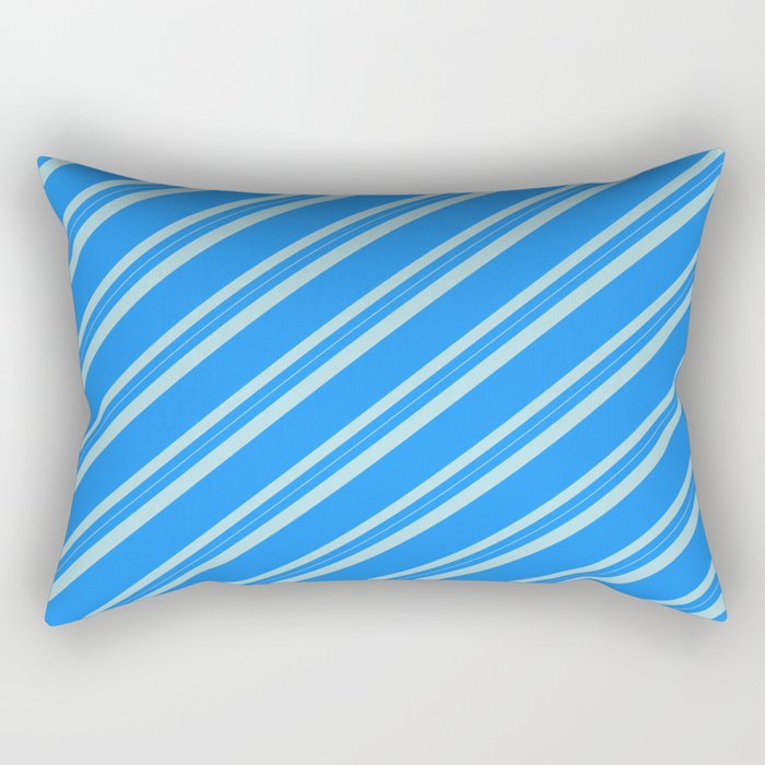 Blue & Powder Blue Colored Lined/Striped Pattern Rectangular Pillow
