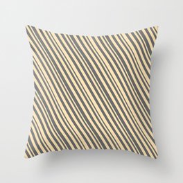 [ Thumbnail: Beige and Dim Gray Colored Stripes/Lines Pattern Throw Pillow ]